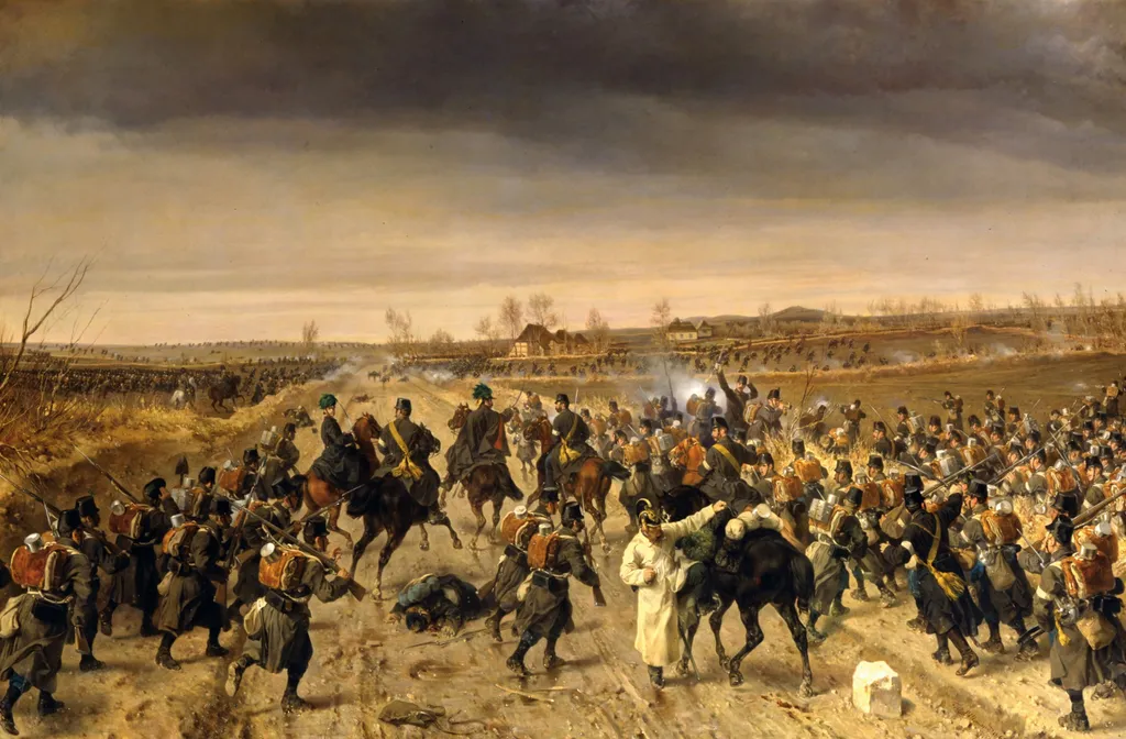 Die Schlacht bei Oberselk am 3. Februar 1864, by Fritz Allemand, oil, 1866