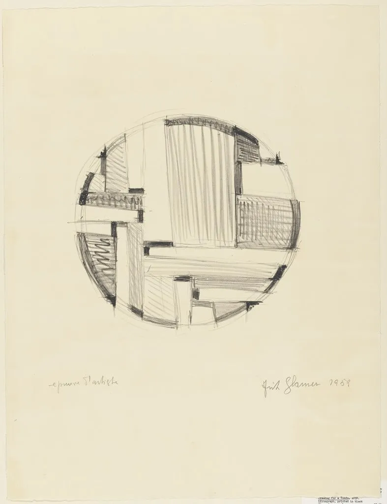 Untitled, by Fritz Glarner, ink, 1959
