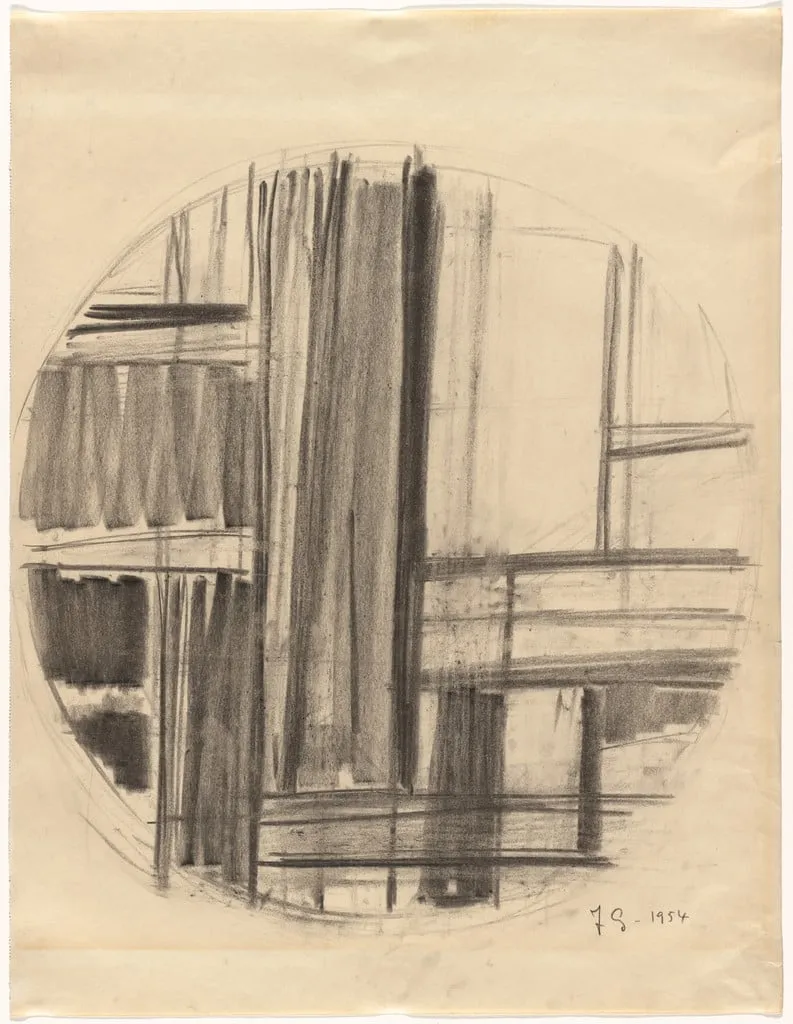 Untitled, by Fritz Glarner, charcoal, 1954