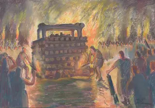 Pümpin, Fritz - Malerei, Gallorömische Kremation, by Fritz Pümpin