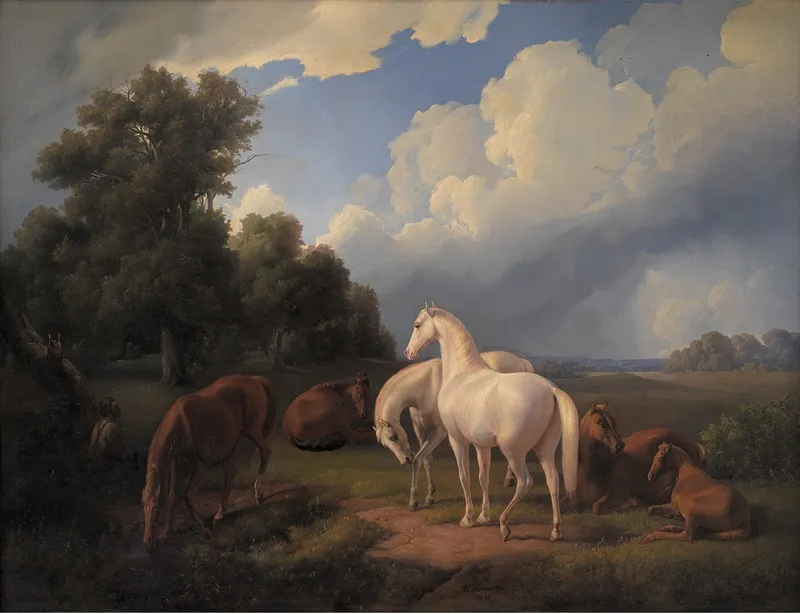 Lucia, Whimsey, Bellona, Hertha, Olga, by Fritz Thomsen, oil, 1848