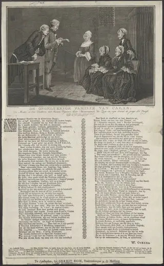 History print and poem 'The unhappy family of Calas'