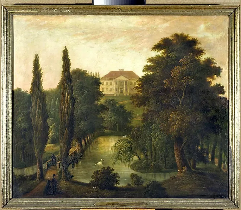 Belvedere from the side of the Łazienki Park, by Fryderyk Skarbek, oil