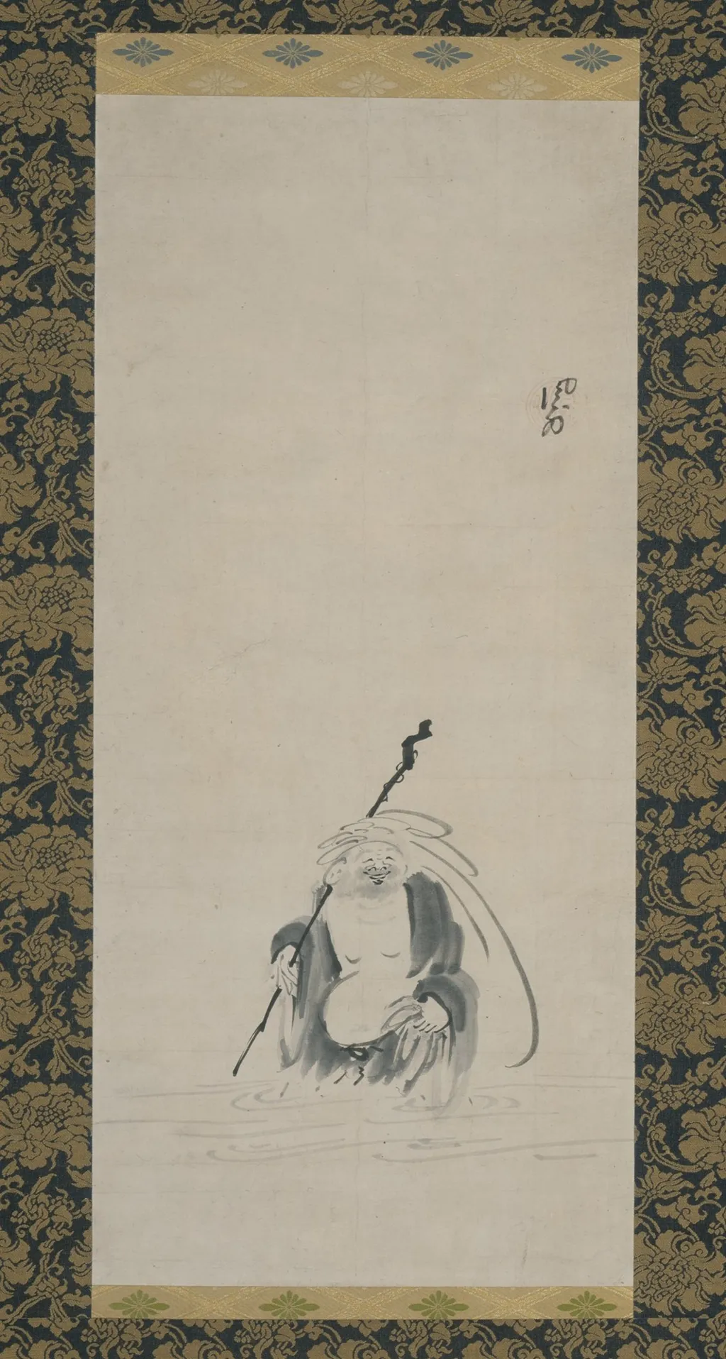 Hotei Crossing a Stream, by Fūgai Ekun, unspecified, 1650
