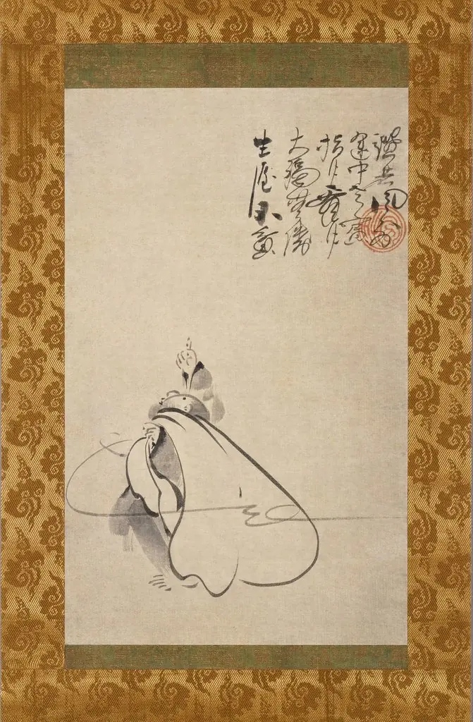 Hotei Pointing at the Moon, by Fūgai Ekun
