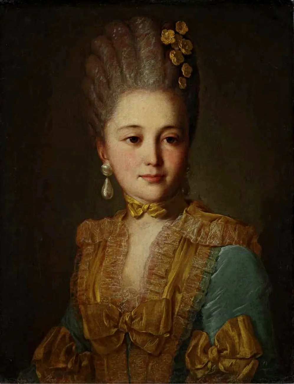 Portrait of an unknown woman in a Blue Dress with Yellow Trimmings, by Fyodor Rokotov, oil, 1760