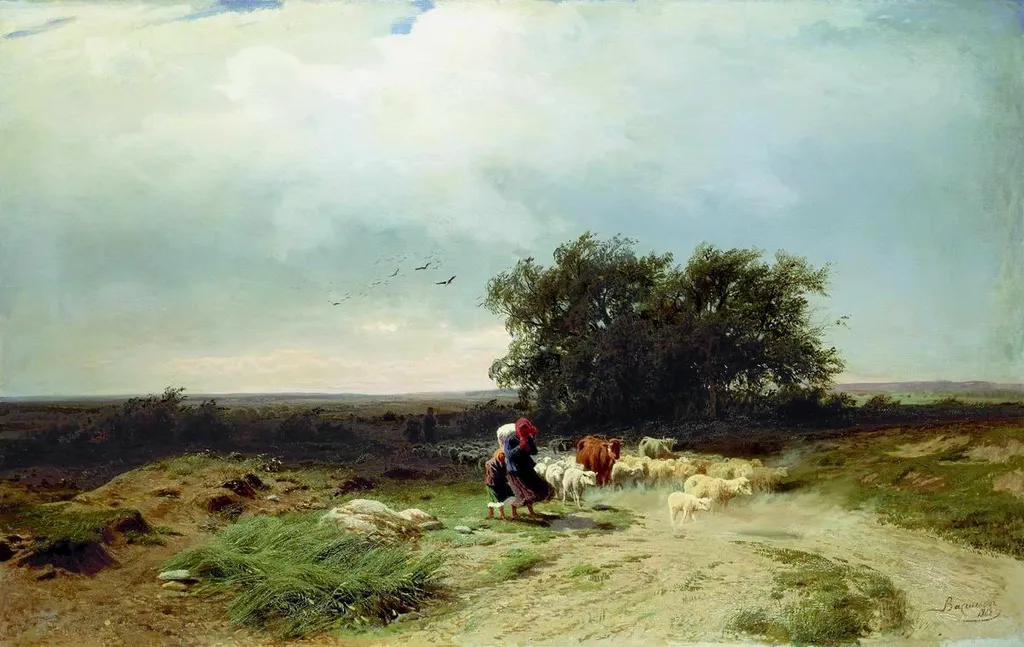 Return of the herd, by Fyodor Vasilyev, oil, 1868