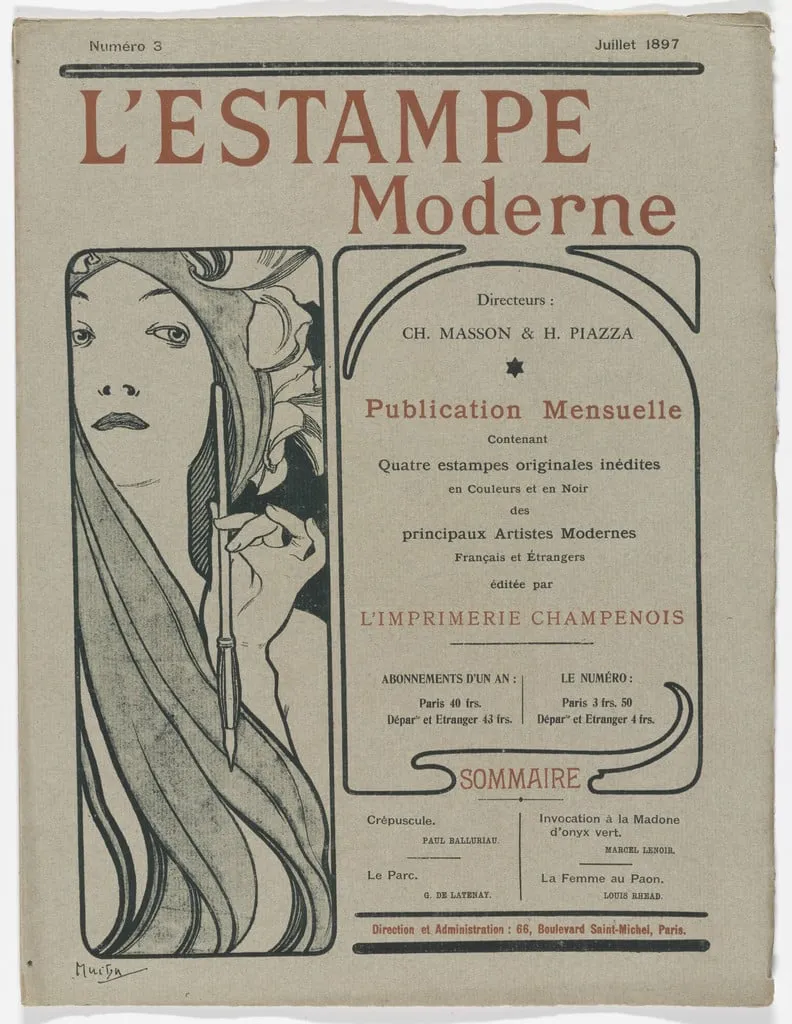 Untitled, by G. de Latenay, Marcel Lenoir, Louis Rhead, Various Artists Paul Balluriau, ink, 1897