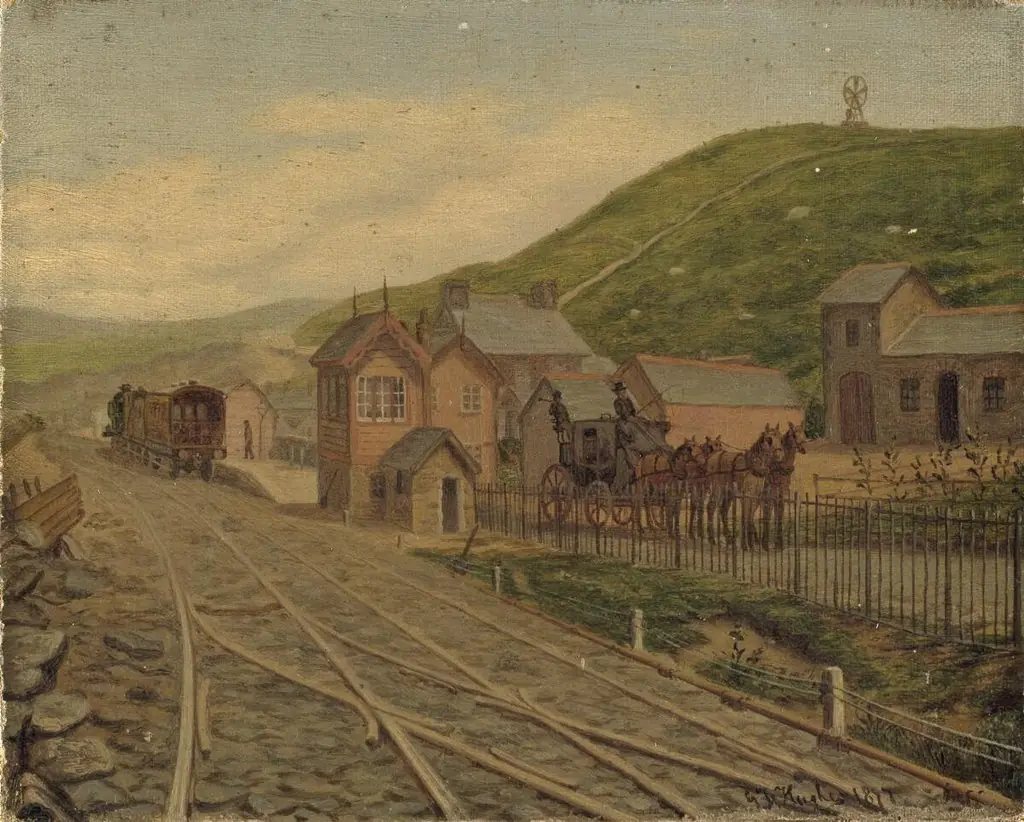 Rosebush railway station, Pembrokeshire, by G. J. Hughes, 1889