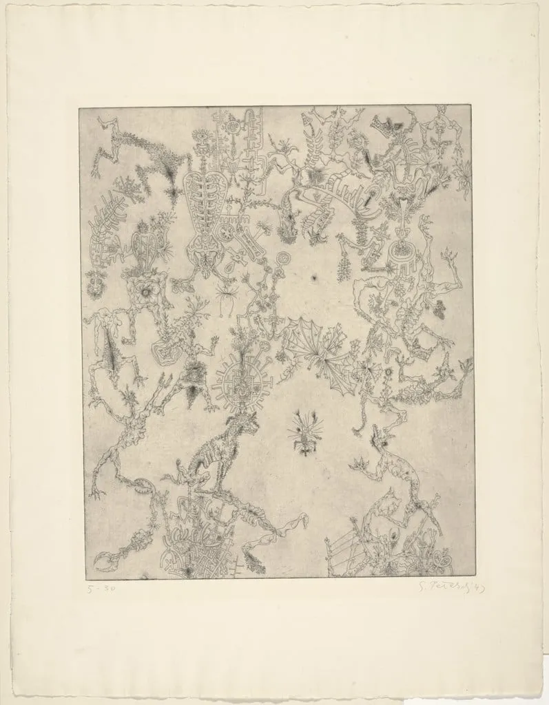 Untitled, by Gabor Peterdi, ink, 1947