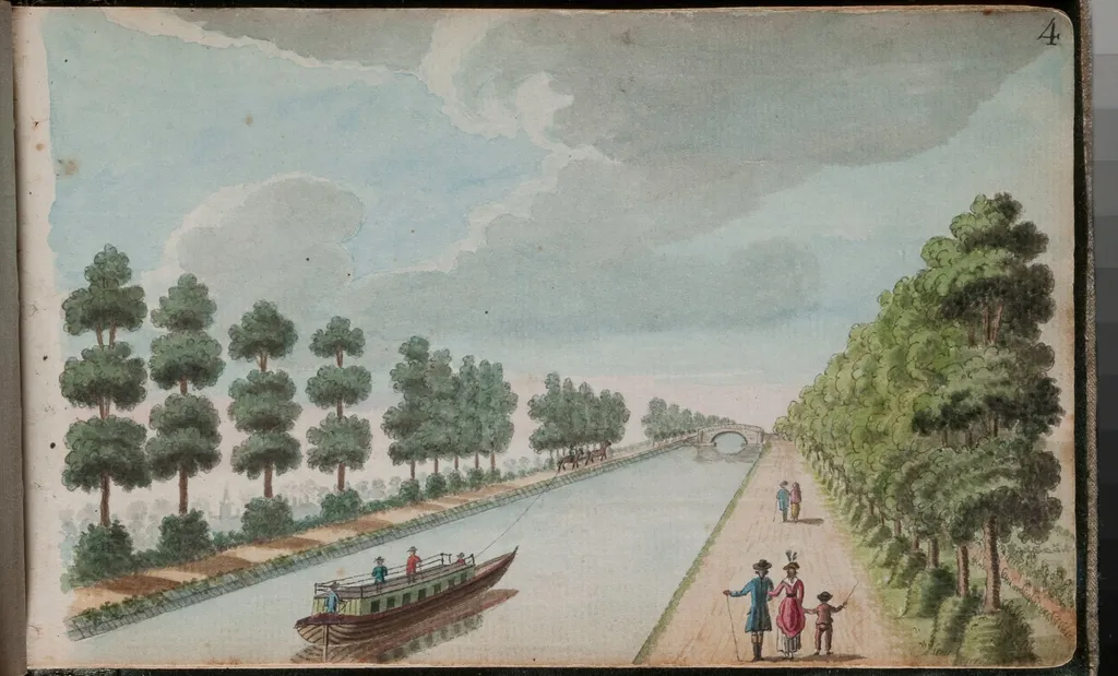 View of the Grand Canal, taken between the first bridge and the first lock looking towards Dublin, by Gabriel, ca.1729-1817 Beranger, unspecified, 1790