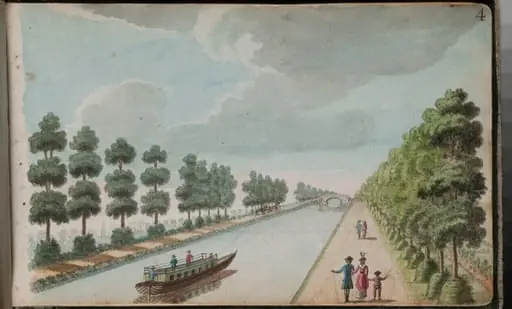 View of the Grand Canal, taken between the first bridge and the first lock looking towards Dublin
