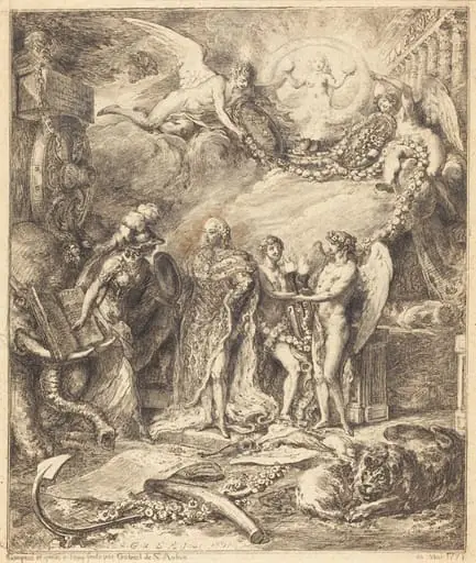 Allegorie sur la mariage du Comte de Provence, by Gabriel de Saint-Aubin
