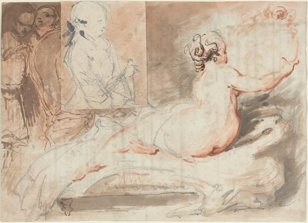 Figure Sketches, by Gabriel de Saint-Aubin, chalk, 1752