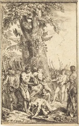 Heroic Act of a Father Who Sacrifices for His Son (Trait heroique d'un pere qui se sacrifie pour son fils), by Gabriel de Saint-Aubin