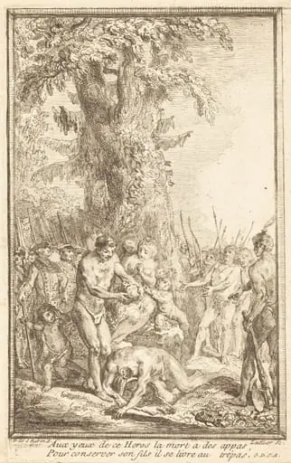 Heroic Act of a Father Who Sacrifices for His Son (Trait heroique d'un pere qui se sacrifie pour son fils), by Gabriel de Saint-Aubin