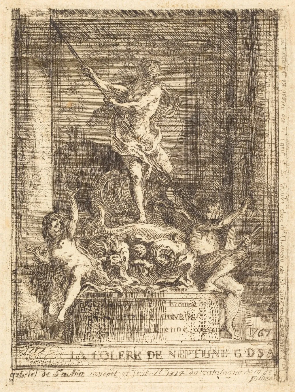 La Colère de Neptune (The Wrath of Neptune), by Gabriel de Saint-Aubin, ink, 1767