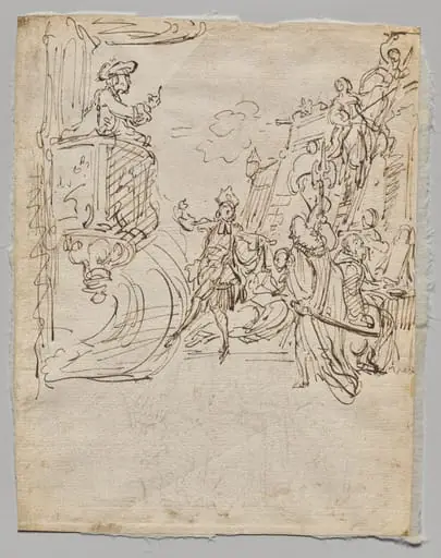 Lingerie Boutique and Conversation (verso), by Gabriel de Saint-Aubin