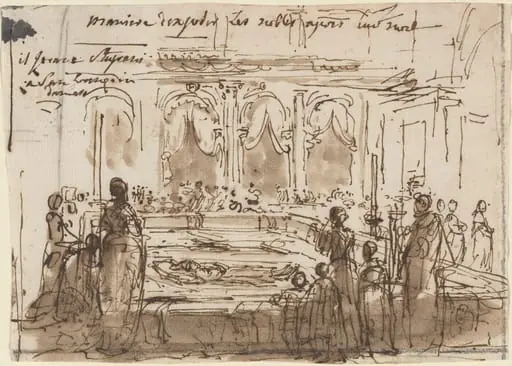 Maniere d'exposer les nobles apres leur mort, by Gabriel de Saint-Aubin