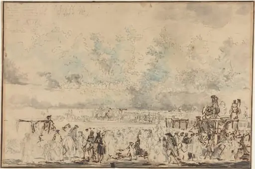 Royal Review of the Troops, by Gabriel de Saint-Aubin