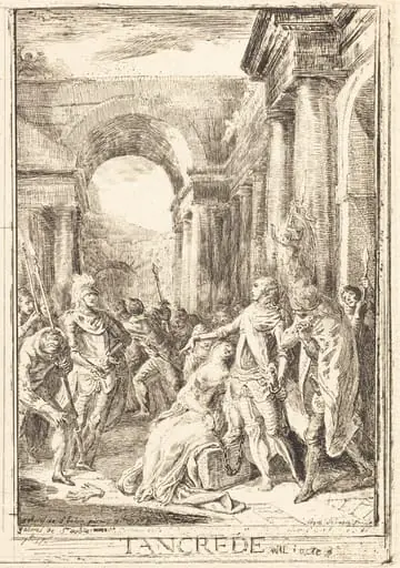 The Challenge [right], by Gabriel de Saint-Aubin