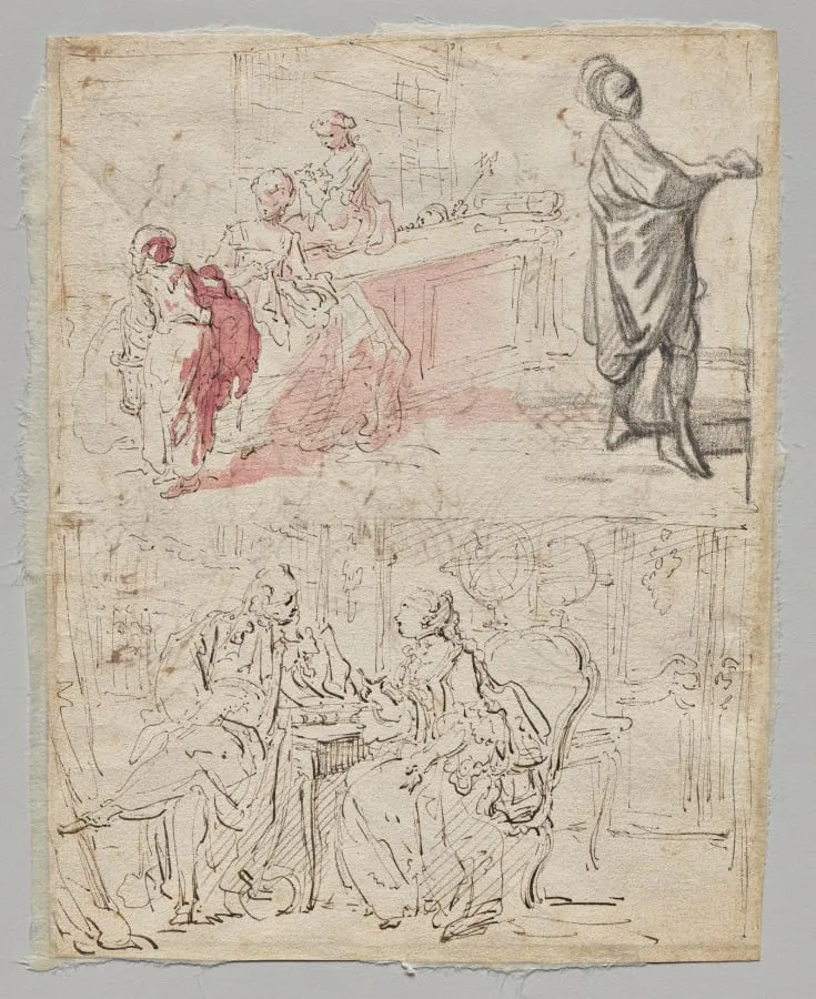 Theatre Scene (recto), by Gabriel de Saint-Aubin, 1770