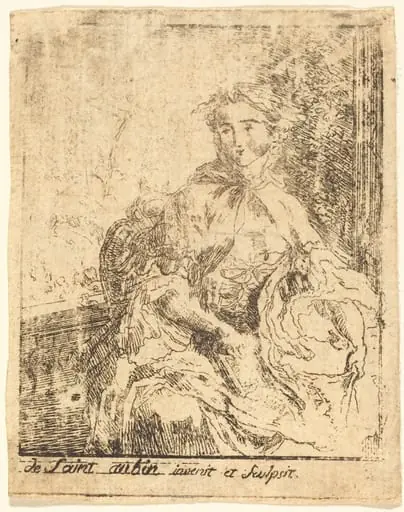 Young Woman on the Terrace (La jeune femme a la terrasse), by Gabriel de Saint-Aubin