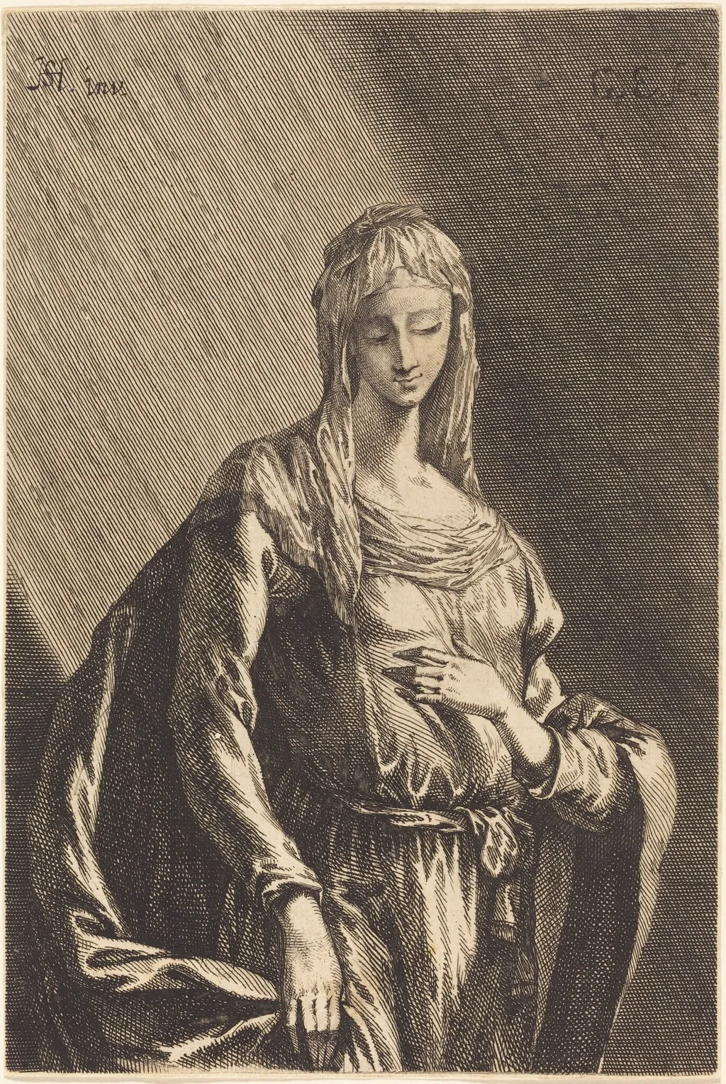 The Virgin, by Gabriel Ehinger, ink, 1680