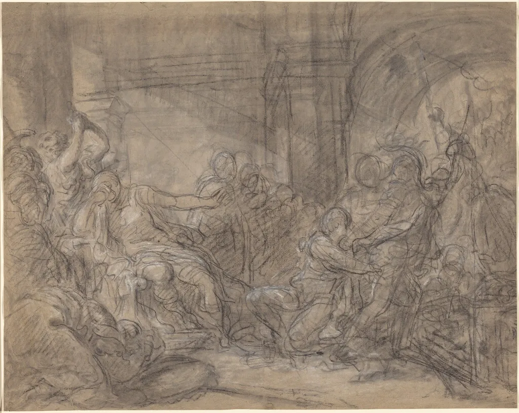 Brutus Condemning His Sons to Death, by Gabriel François Doyen, chalk, 1760
