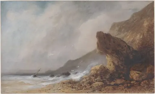 A Rocky Seacoast in a Storm, by Gabriel Hippolyte Lebas