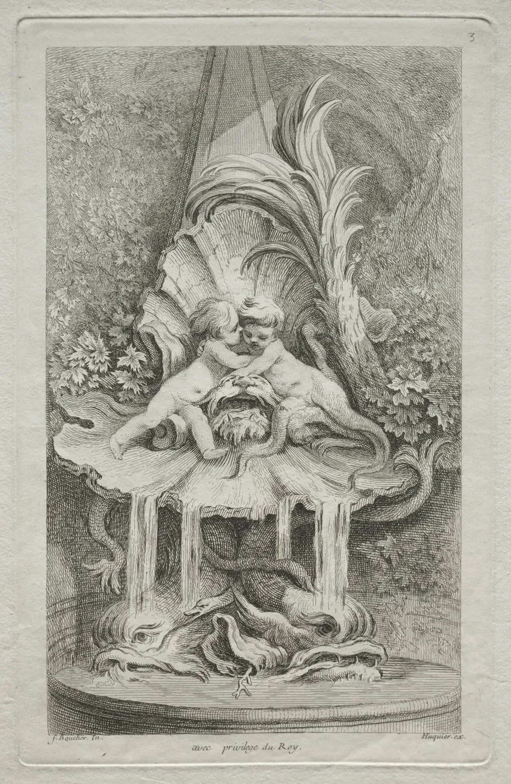 Book of Fountains: No. 3, by Gabriel Huquier, 1736