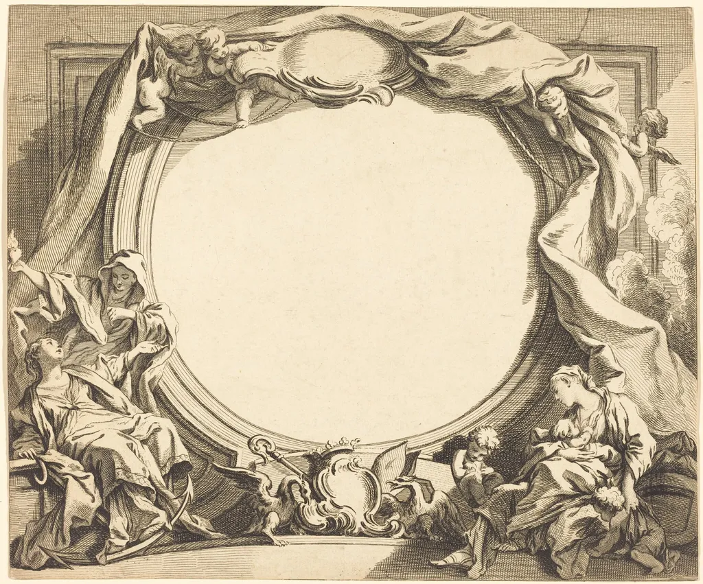 Faith and Charity, by Gabriel Huquier, ink, 1734