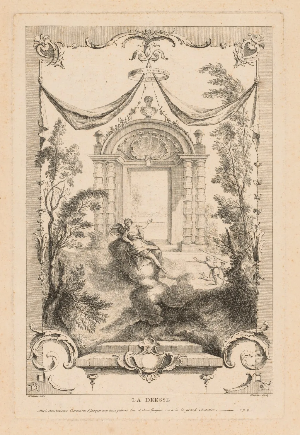 The Goddess, Diana on the Clouds, by Gabriel Huquier, 1750