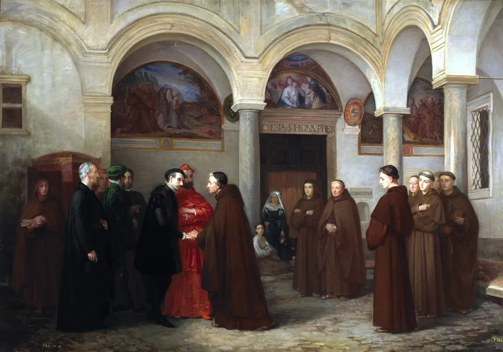 Torcuato Tasso se retira al convento de San Onofre en el Janículo, by Gabriel Maureta Aracil, oil, 1864