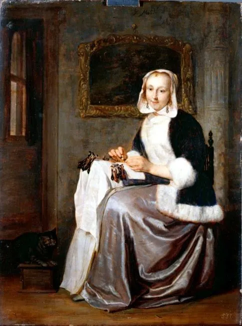 The Lace-Maker, by Gabriel Metsu, oil, 1663