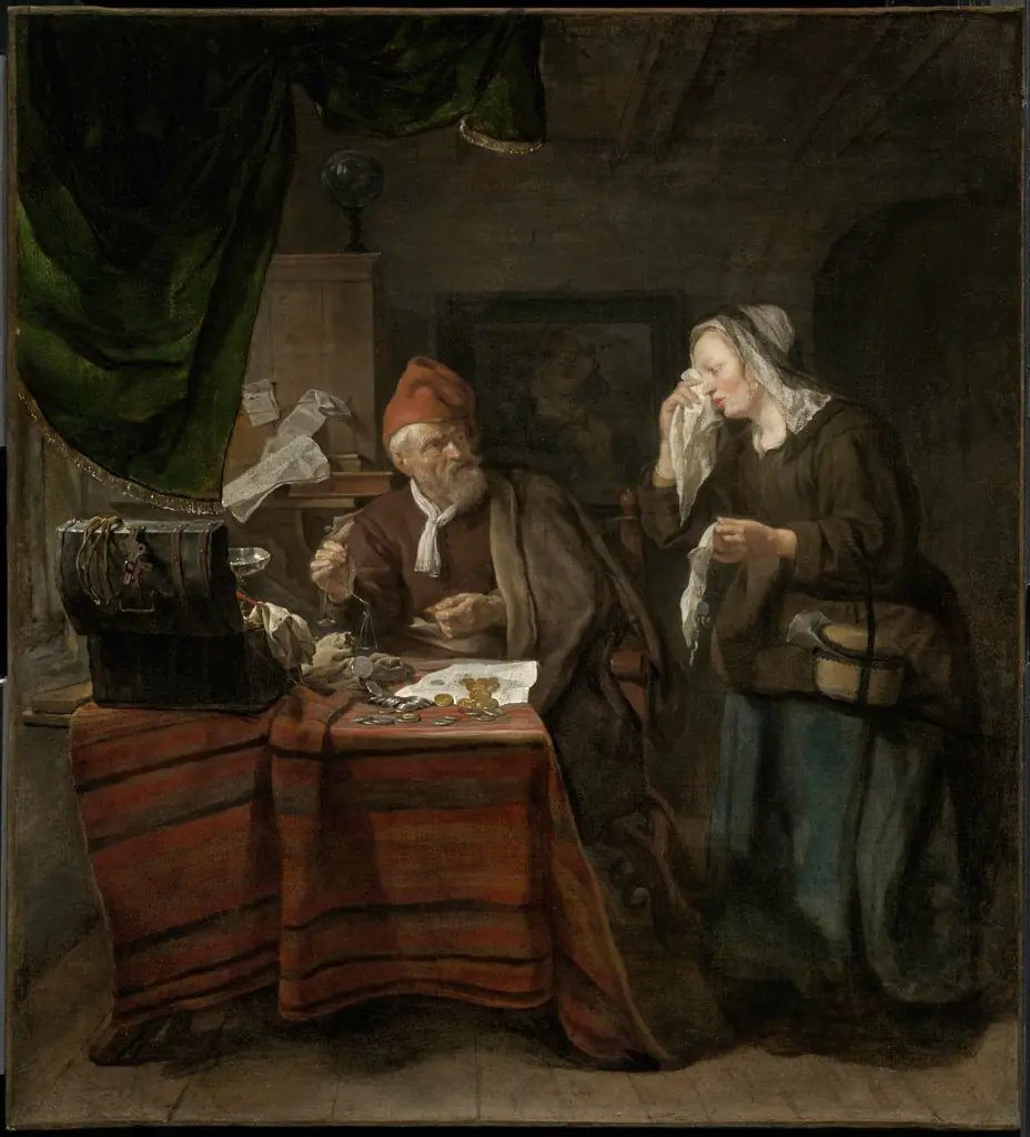 Usurer with a Tearful Woman, by Gabriel Metsu