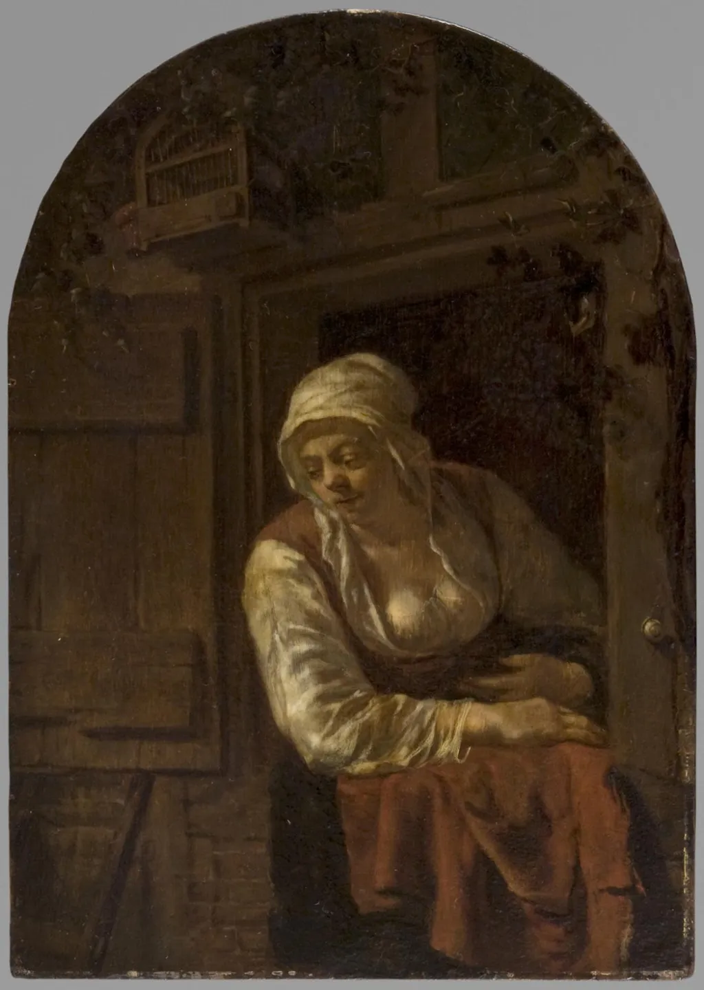 Young Woman at a Window, by Gabriel Metsu, oil, 1660