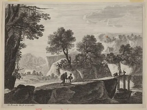 Travelers Approaching a Bridge, by Gabriel Perelle
