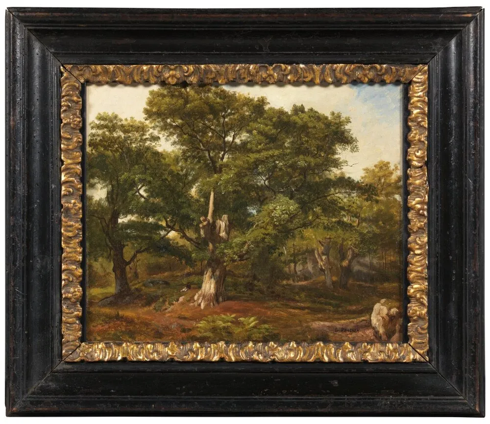 In the Forest of Fontainebleau, by Gabriel Prieur, oil, 1830