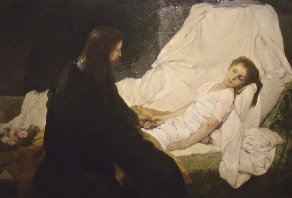 The Raising of Jairus' Daughter, by Gabriel von Max, oil, 1890