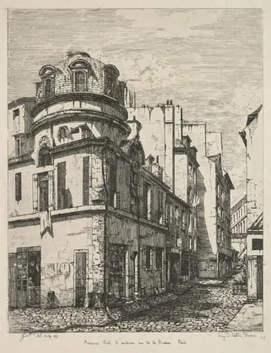 Eaux-Fortes sur le Vieux Paris: Ancienne école de médecine rue de la Bûcherie (Etchings of Old Paris: Former Medical School, rue de la Bucherie), by Gabrielle Niel