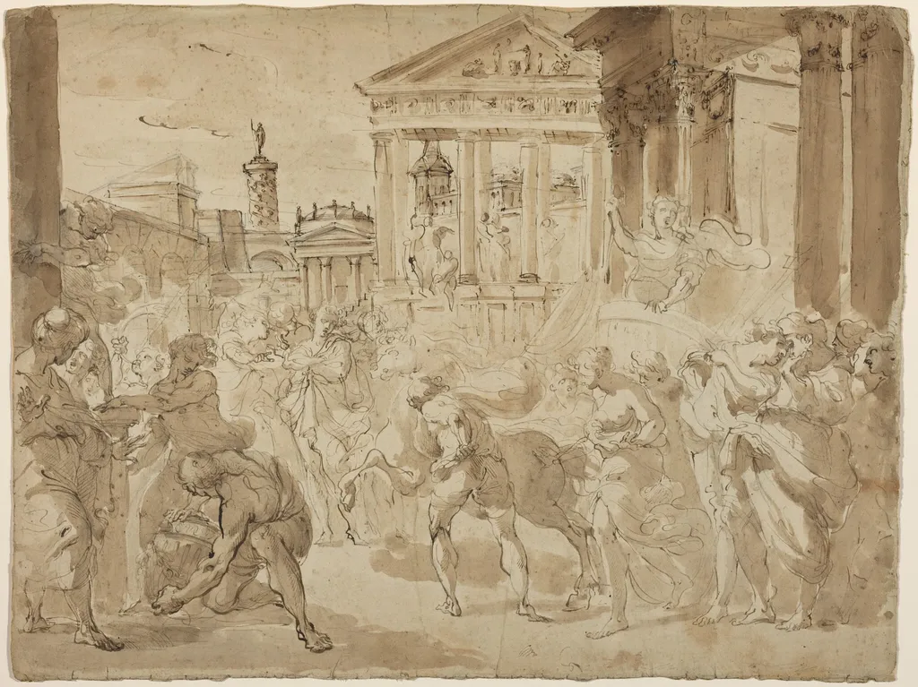 A Triumphal Procession in Ancient Rome, by Gaetano Gandolfi, ink, 1780