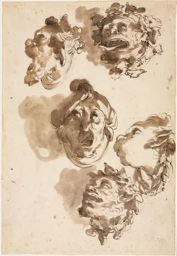 Five Grotesque Heads, by Gaetano Gandolfi