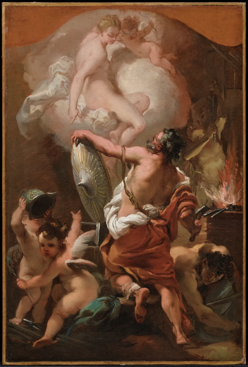 Venus Ordering Armor for Aeneas at Vulcan's Forge, by Gaetano Gandolfi, oil, 1775
