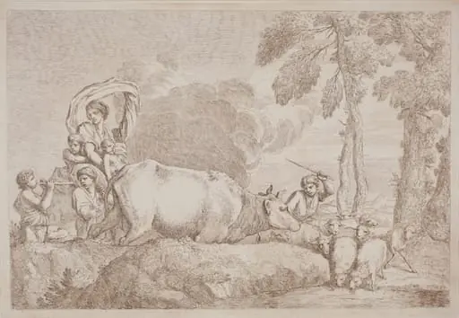 A Woman with Two Children on Horseback, by Gaetano Zompini
