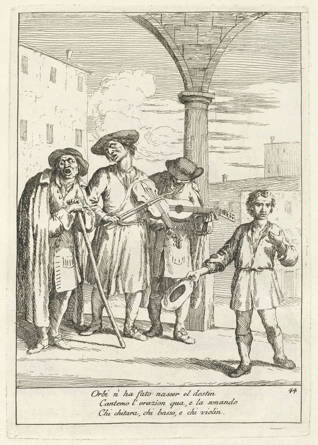 Fà ballar i Cani (Street Entertainer), by Gaetano Zompini, ink, 1753