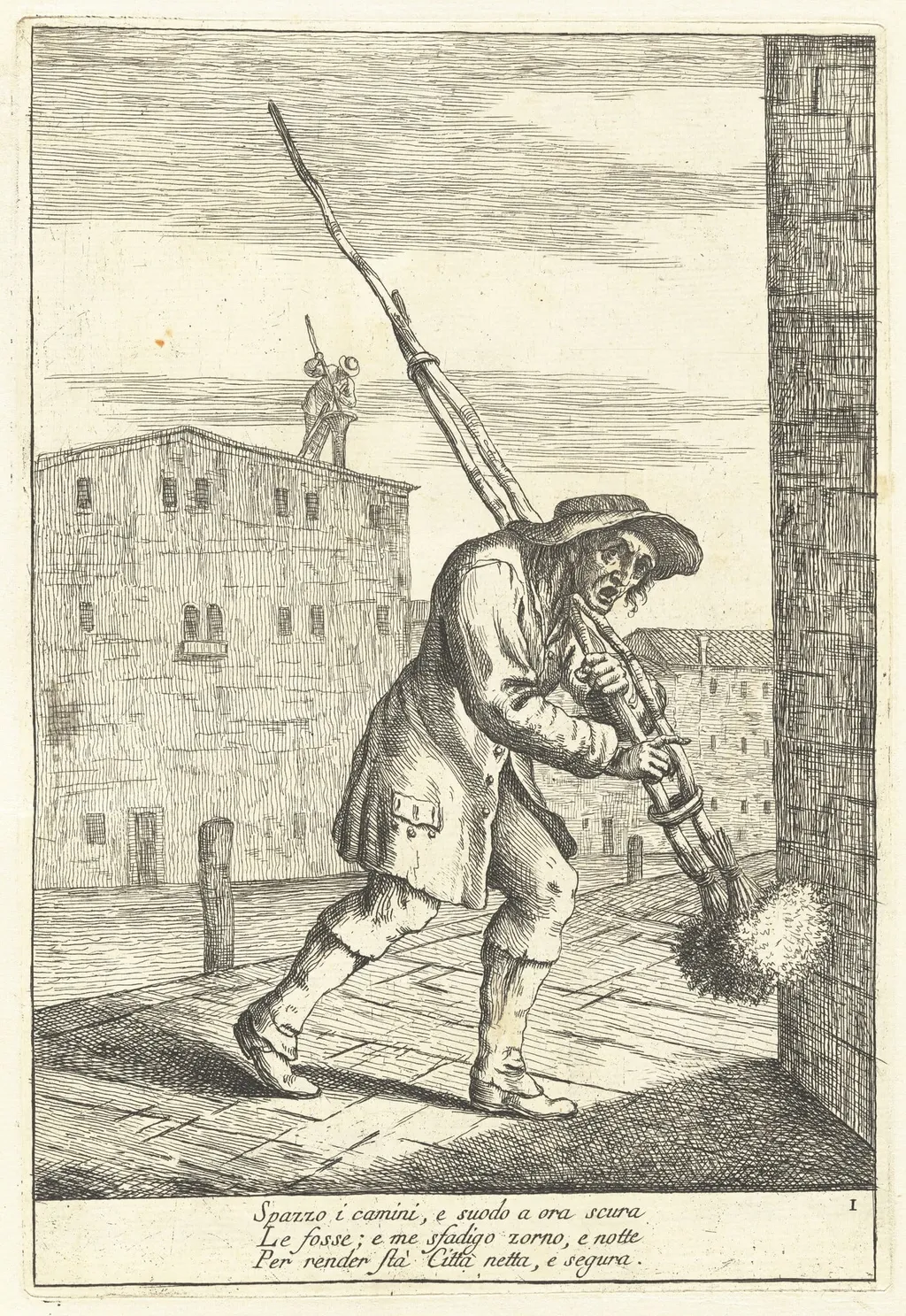 Scoa Camin (Chimney Sweep), by Gaetano Zompini, ink, 1753