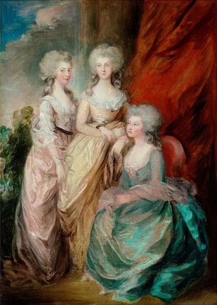 The Three Eldest Daughers of George III: Princesses Charlotte Augusta Matilda, Augusta Sophia, and Elizabeth, by Gainsborough Dupont
