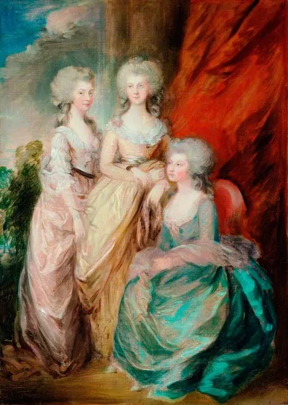 The Three Eldest Daughters of George III: Princesses Charlotte Augusta Matilda (1766–1828), Augusta Sophia (1768–1840), and Elizabeth (1770–1840) (after Thomas Gainsborough), by Gainsborough Dupont