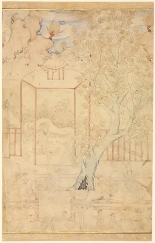 Garden Scene with a Master Instructing a Student in a Pavilion